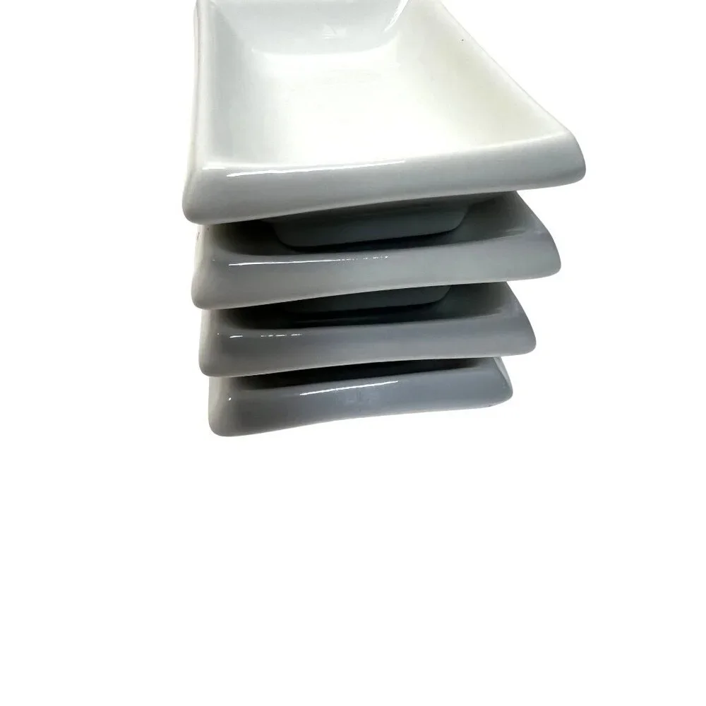 Set Of 3 Pier 1 China White‎ Porcelain Rectangular Sushi Dishes +1 Non authentic